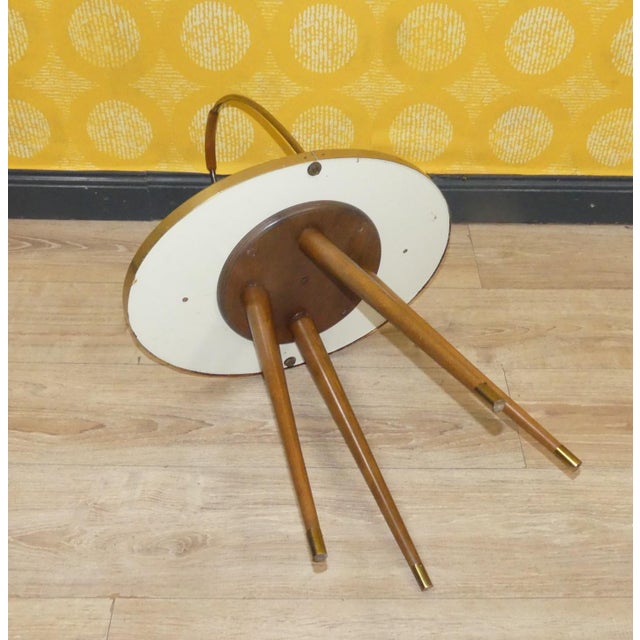 Metal Pastel Green Top Side Table with Handle, 1950s For Sale - Image 7 of 9