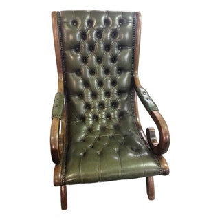 English Regency Tufted Leather Lolling Chair For Sale
