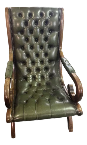 English Regency Tufted Leather Lolling Chair
