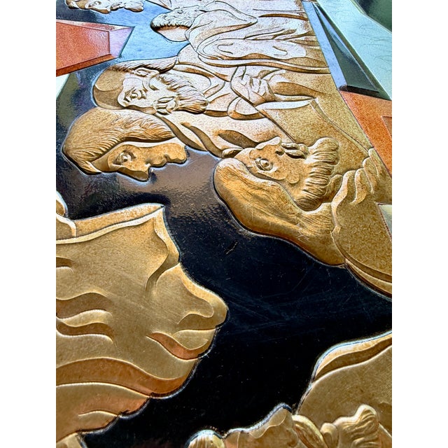 70s Large Mid-Century Liturgical Modernist Metal Last Supper Wall Relief B. Quijano Cubist Architectural For Sale - Image 14 of 17