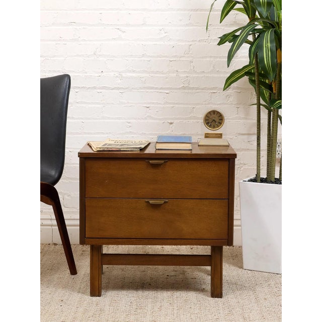 Pair of Vintage Mid-Century Modern Walnut Two-Drawer Formica Top Nightstands For Sale In Los Angeles - Image 6 of 7