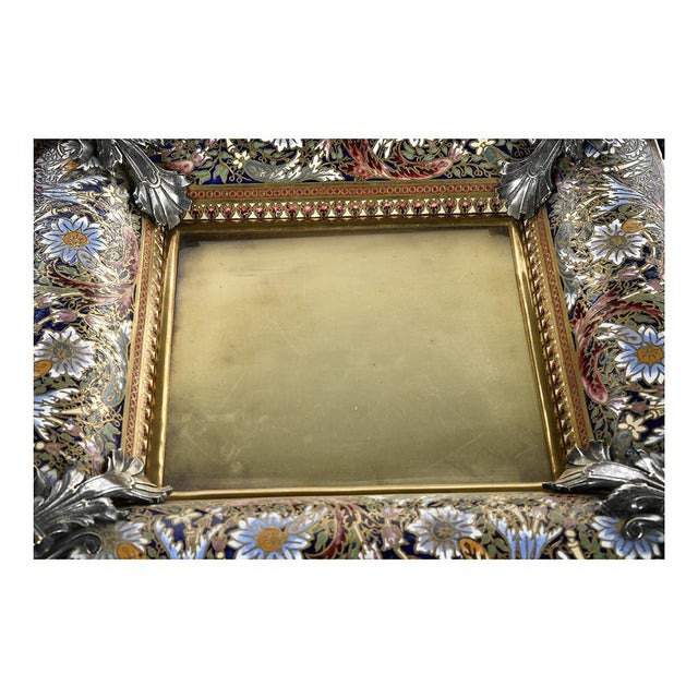 Enamel and Silvered Bronze Tray For Sale - Image 4 of 9