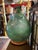 Mediterranean Vintage Large Green Demijohn Bottle 27” For Sale - Image 3 of 9