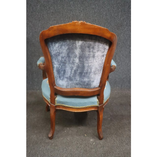 Louis XV style Aubusson fauteuil chair with mohair back and horse hair stuffing.