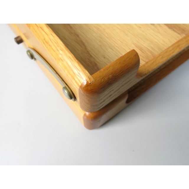 Beech & Brass Document Tray & Storage Box, 1960s For Sale - Image 13 of 14