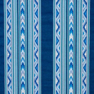 Schumacher Zarzuela Stripe Embroidery Fabric in Indigo For Sale
