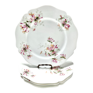 Antique Haviland Limoges Porcelain Dinner Plates – Hand Painted Honeysuckle Floral - Set of 4