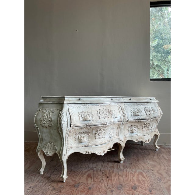 Vintage Regency Washed Bombe Double Dresser For Sale In West Palm - Image 6 of 8