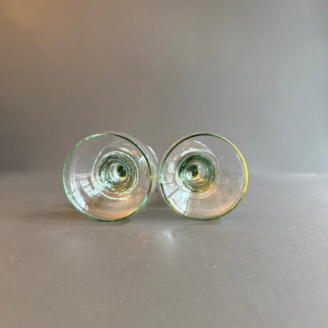 Set of 2 Vintage La Mediterranea Green Glass Candlesticks For Sale In Atlanta - Image 6 of 8