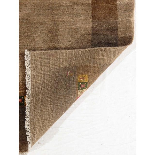 1980s 1980s Hand-Knotted Persian Gabbeh Rug With Decorative Borders 5'0" X 6'4" For Sale - Image 5 of 5