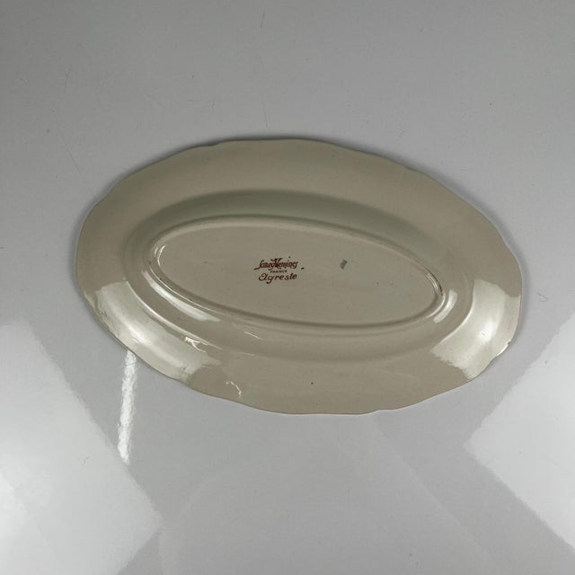 1950s Small Oval Agreste Plate from Sarreguemines, 1930s For Sale - Image 5 of 7