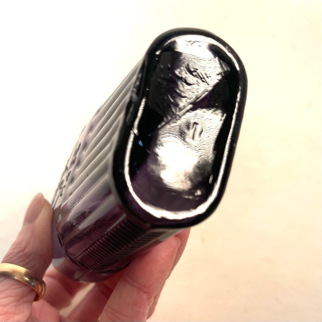 Purple Circa 1900 Union Made Af Glass Flask Bottle Made in Usa For Sale - Image 8 of 9