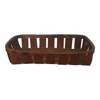 Vintage Wide Weave Tray Basket For Sale