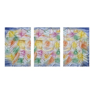 1920 Theater Mountain Construction Modernist Multicolor Fine Art Print Triptych by Paul Klee, 40" X 60" Per Panel For Sale
