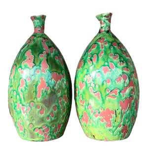 Vintage Boho Monumental Glazed Ceramic Vases - a Pair