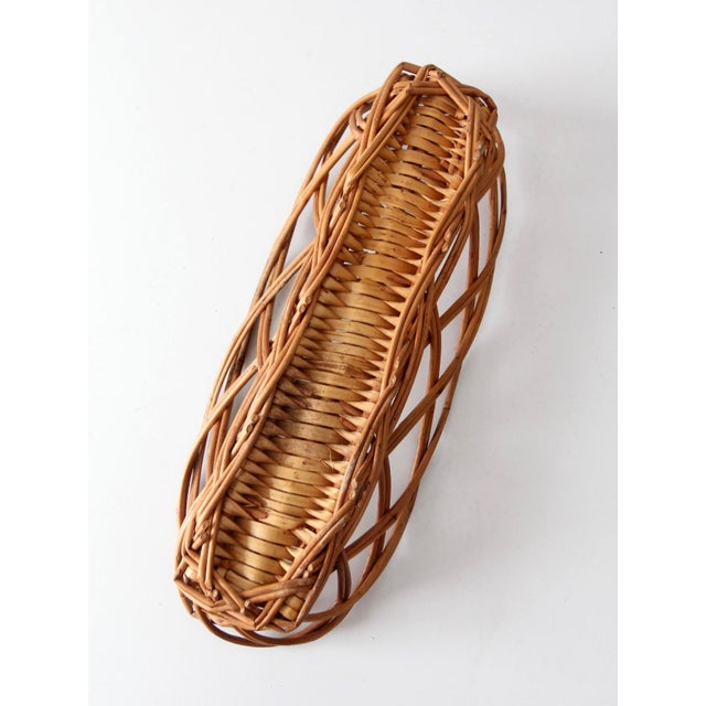 Vintage French Country Wicker Bread Basket With Open Weave For Sale - Image 9 of 15
