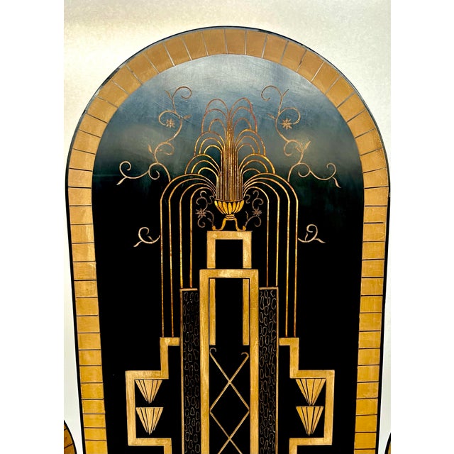 Mid 20th Century Art Deco Gilt and Black Lacquer 3-Panel Divider Screen For Sale - Image 4 of 7