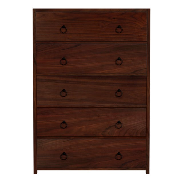 Spritely Home Accent Furniture Lark 36 in. W Rectangular Wood 5 Drawer Dresser/Chest of Drawers, Walnut For Sale - Image 4 of 8