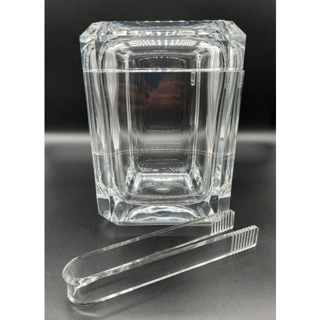 1990's Acrylic Regal Ice Bucket by Grainware and Us Acrylic Tongs