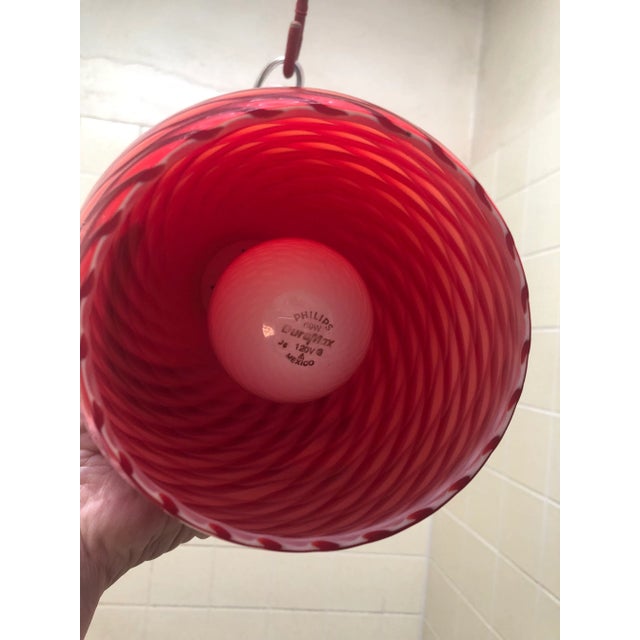 Contemporary Red Hand Blown Art Glass Pendant Lamp For Sale - Image 3 of 4