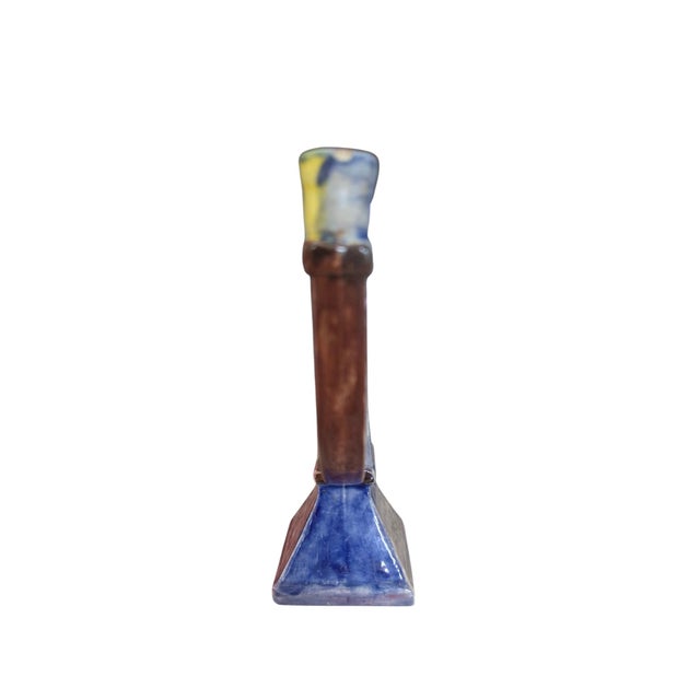 Vintage Hand Painted Ceramic Studio Pottery Menorah For Sale - Image 9 of 16