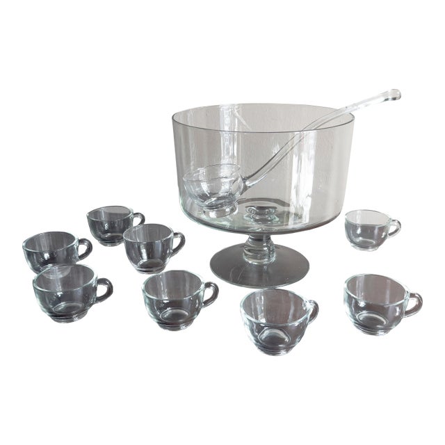 Late 20th Century Postmodern Princess House Heritage Crystal Punch Bowl Set - 10 Piece For Sale