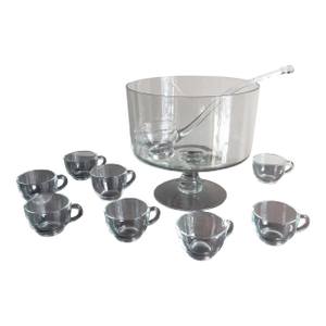 Late 20th Century Postmodern Princess House Heritage Crystal Punch Bowl Set - 10 Piece