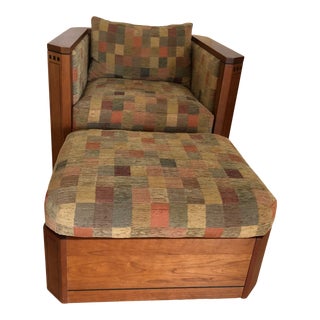21st Century Stickley Cherry Wood Chair and Ottoman For Sale