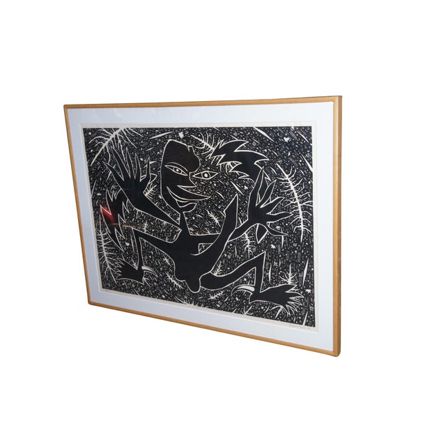 Modern 1990s James Surls 'He He He' Expressionist Linocut Print Printers Proof Modernism 56" For Sale - Image 3 of 15