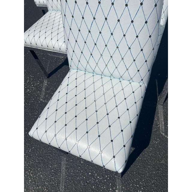 Set of 6 Custom White Leather Parsons Dining Chairs Attributed to Design Institute of America For Sale - Image 12 of 18