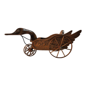 Hand Carved Wood Goose Wagon by Pruitt"s Place