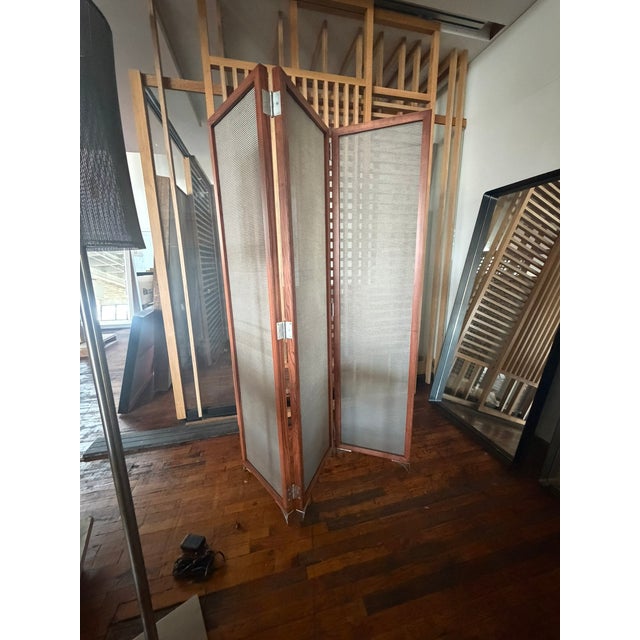 2000 - 2009 Custom Steel Mesh Room Screen , Room Divider – Modern Industrial Folding Panels For Sale - Image 5 of 6