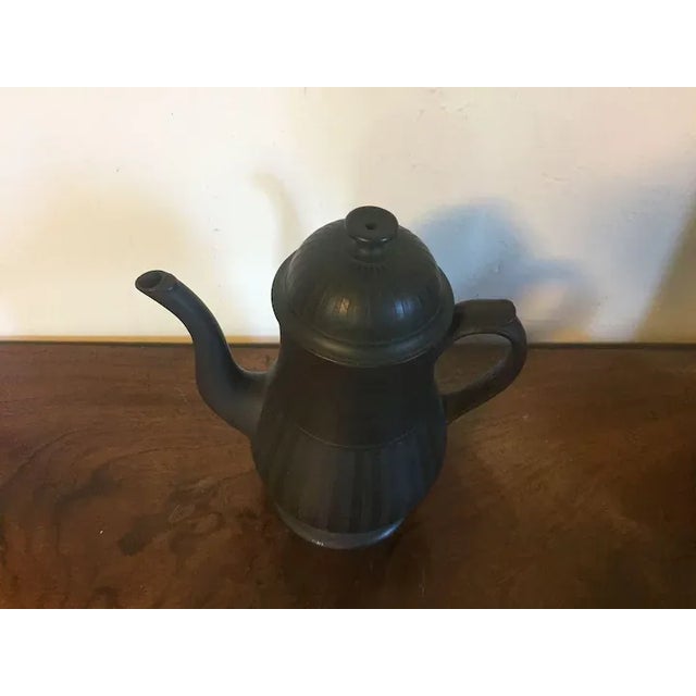 Ceramic Antique 18th Century English Wedgwood Black Basalt Engine Turned Coffee Pot For Sale - Image 7 of 11