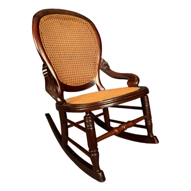 American Victorian Walnut Cane Side Chair (Circa 1880) For Sale