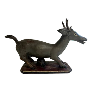 Antique Balinese Carved Wood Deer Sculpture