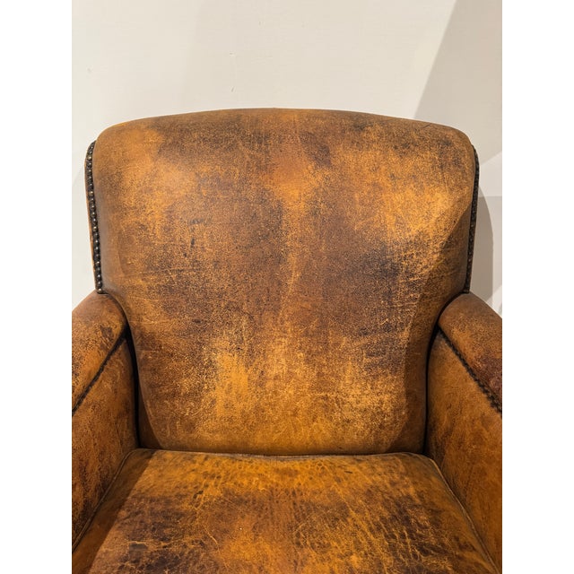 Mid 20th Century Vintage Brown Leather Chair For Sale - Image 9 of 14