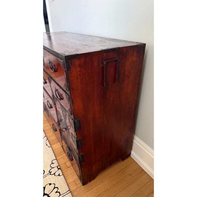 Late 19th Century Vintage Japanese Isho-Dansu Tansu Chest – Traditional Clothing/Kimono Chest With Ornate Iron Hardware For Sale - Image 5 of 5