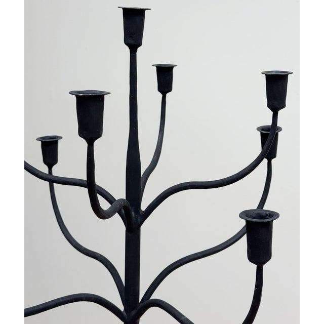 Mid 20th Century Tall Vintage Wrought Iron Floor Candelabra Candle Stand For Sale - Image 5 of 6