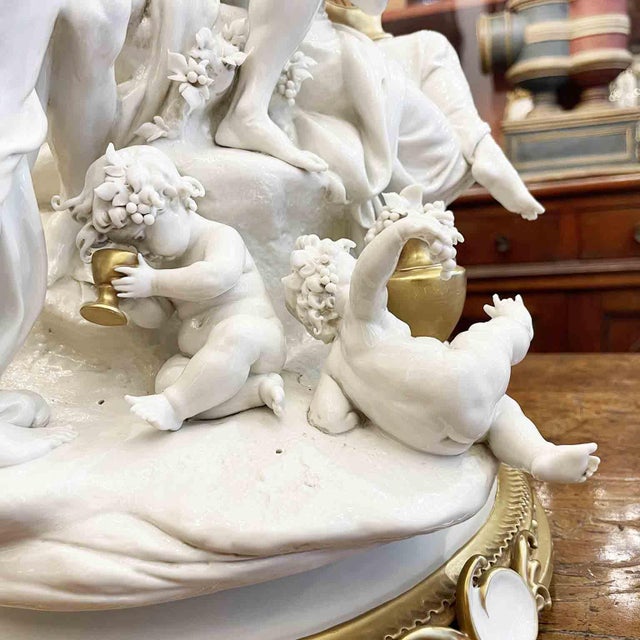 Large Bacchanal Triumph of Bacchus Sculptural Group in White and Gold Porcelain by Giuseppe Cappé, 1962 For Sale - Image 11 of 12