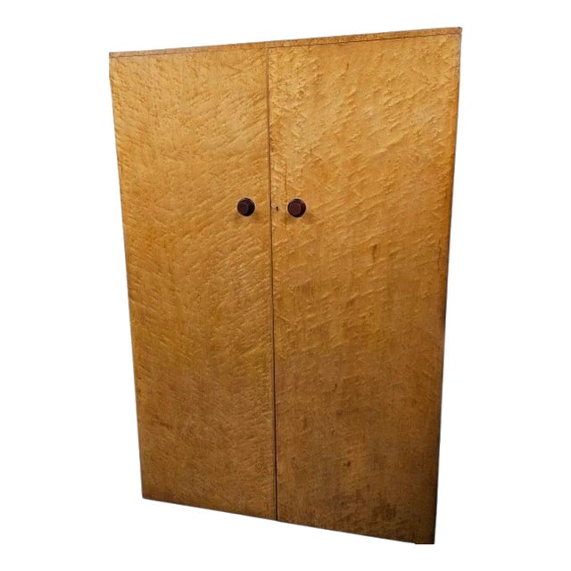 Art Deco British Birdseye Maple Wardrobe with Phenolic Handles, 1930 For Sale