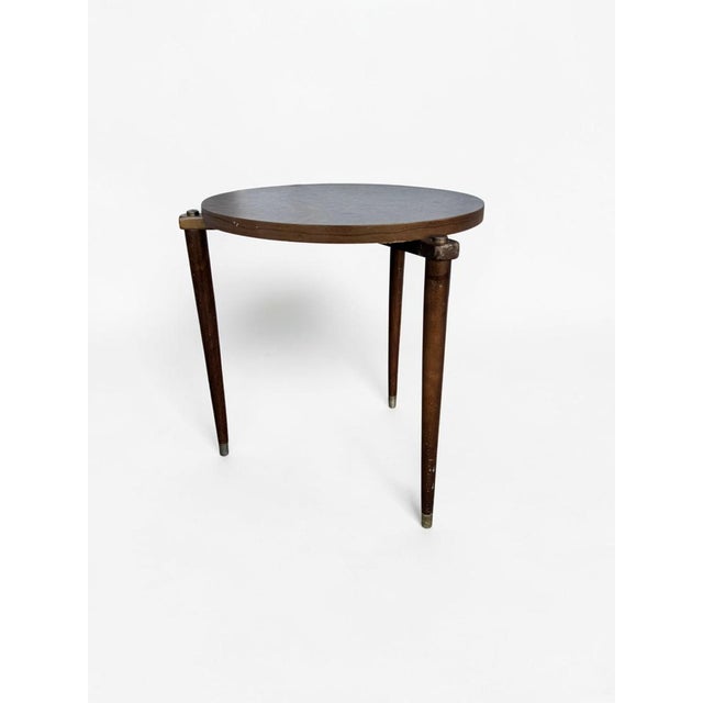 1960s Vintage Mid Century Laminate Top Round Side Accent Table For Sale - Image 6 of 7