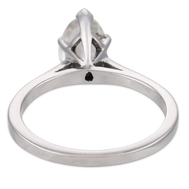 Vintage Gia 1.02 Carat Antique Pear Shape Diamond 14k White Gold Engagement Ring, Size 6 For Sale - Image 4 of 4