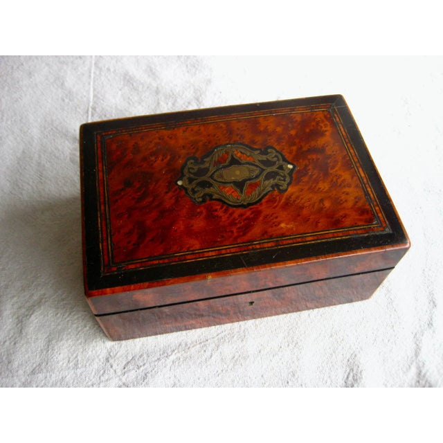 Metal Set of 13 French Napoleon III Sewing Inlay Box For Sale - Image 7 of 10