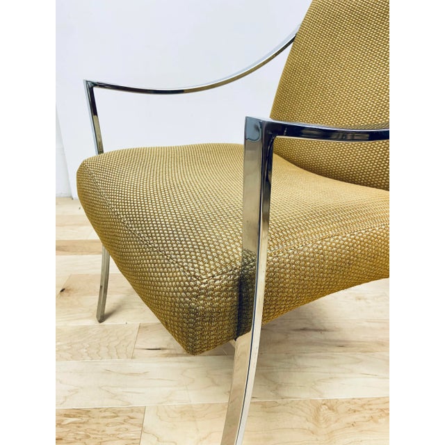 Vintage Chrome Frame Milo Baughman Style Upholstered Accent Chair Circa 1960 For Sale In Buffalo - Image 6 of 9