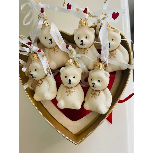 Traditional Vintage European Mercury Glass Christmas Ornaments Teddy Bears- Set of 6 For Sale - Image 3 of 6