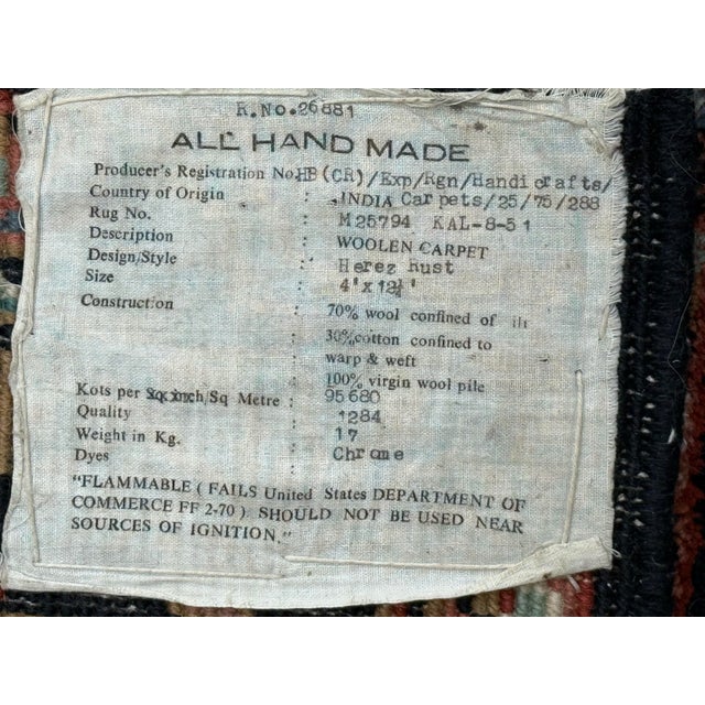 4ft 1in × 12ft 8in Hand Knotted Heriz Style Wool Runner Rug For Sale - Image 11 of 12