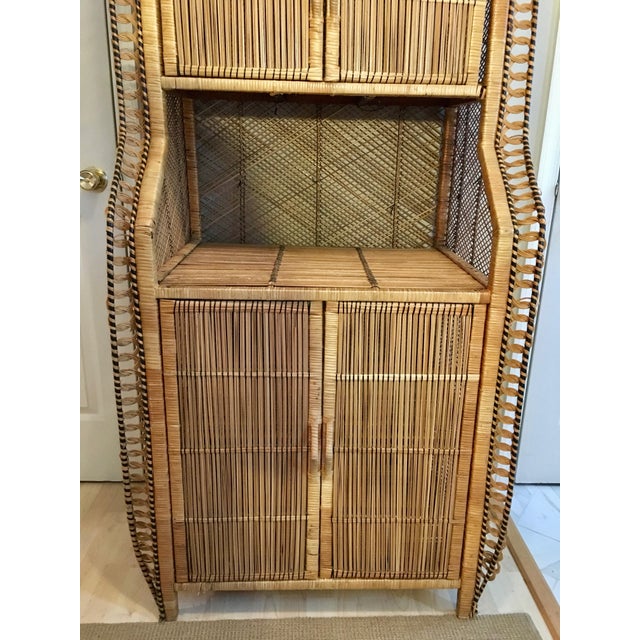 Vintage Bamboo Rattan Storage Bookcase Chairish