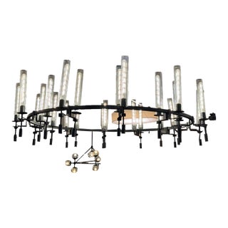 Jonathan Browning Industrial Restoration Hardware Fontanelle Round Chandelier For Sale