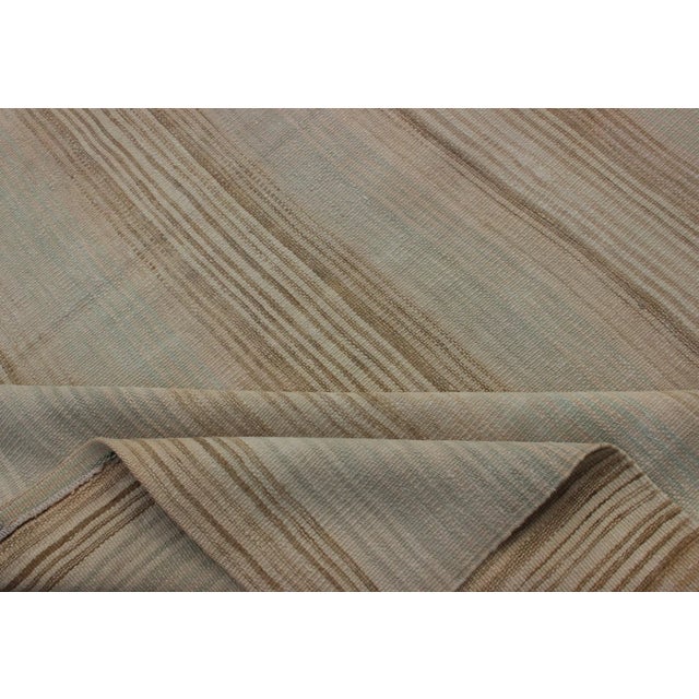 Vintage Turkish Flat-Weave Muted Colored Kilim in Taupe, Brown and Light Blue For Sale - Image 11 of 13