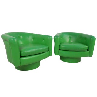 Vintage Lounge Chairs With Swivel Base - a Pair For Sale